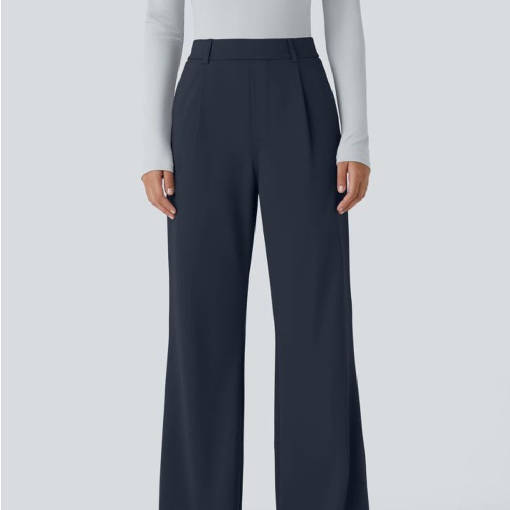 High Waisted Pocket Work Flare Pants